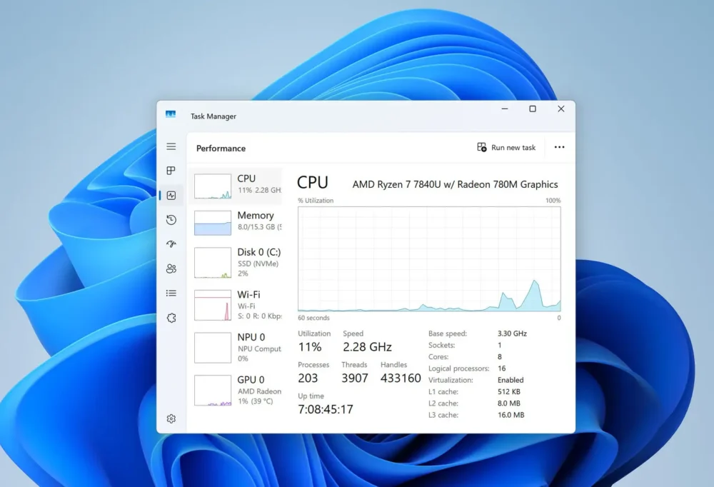 windows11 cpu speed
