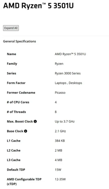 ryzen 5 3501U