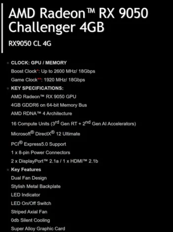 asrock radeon rx 9050 6