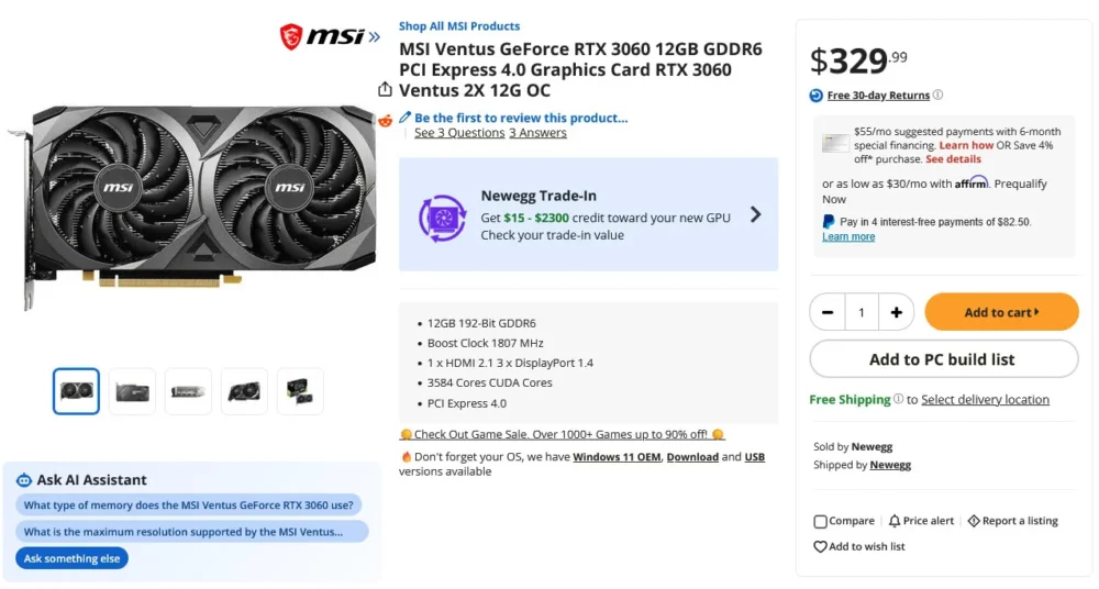msi rtx 3060 12gb relaunch 12