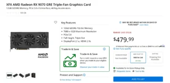 Micro Center Radeon RX 9070 GRE 479