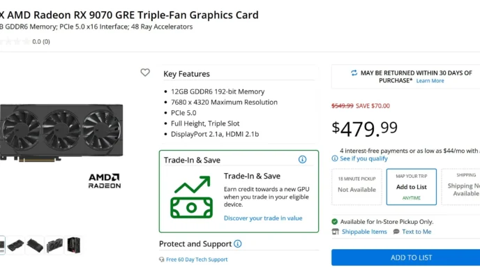 Micro Center Radeon RX 9070 GRE 479