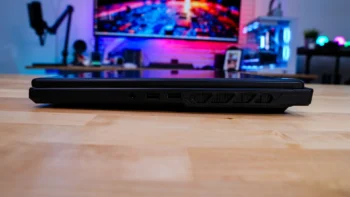 The left side of the MSI Crosshair 16 HX E14W has two USB 3.2 gen 1 Type-A ports, a combination microphone and headphone jack, and an indication LED