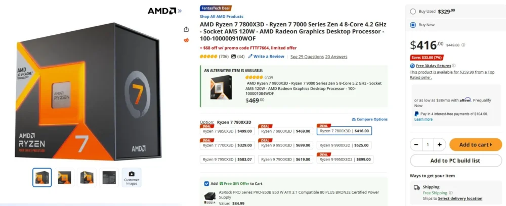 Ryzen 7 7800X3D bundle deal